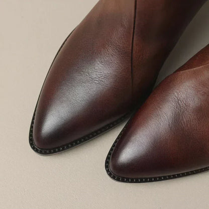 MAISON LORÉ Women's Low Heel Leather Ankle Boots