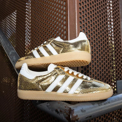 Sneakers Chrome Cuir Metallise Effet Craquele