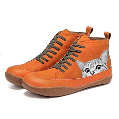 KittyKicks Women's Orthopedic Leather Ankle Boots