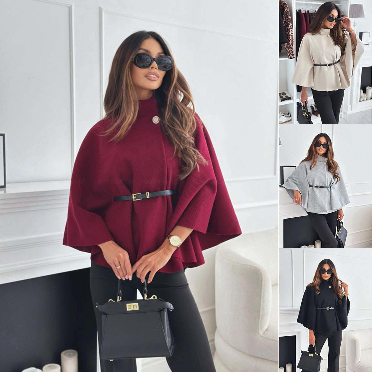 Mila Women's Belted Poncho