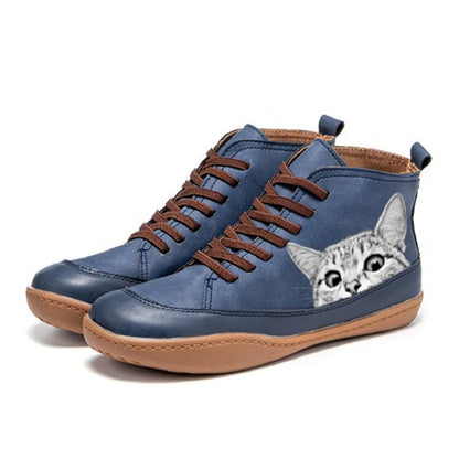 KittyKicks Women's Orthopedic Leather Ankle Boots