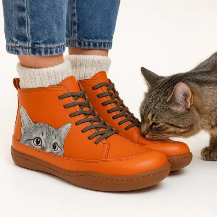 KittyKicks Women's Orthopedic Leather Ankle Boots