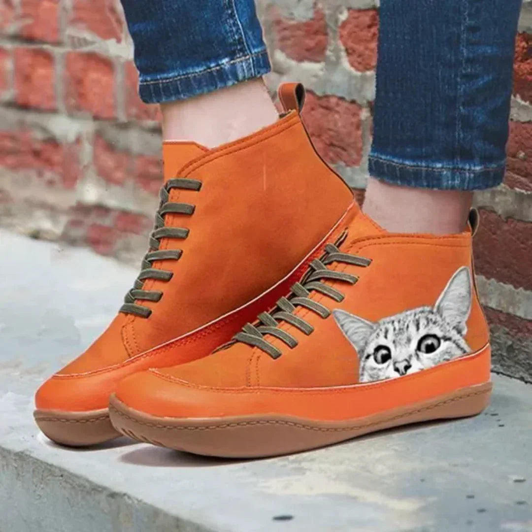 KittyKicks Women's Orthopedic Leather Ankle Boots