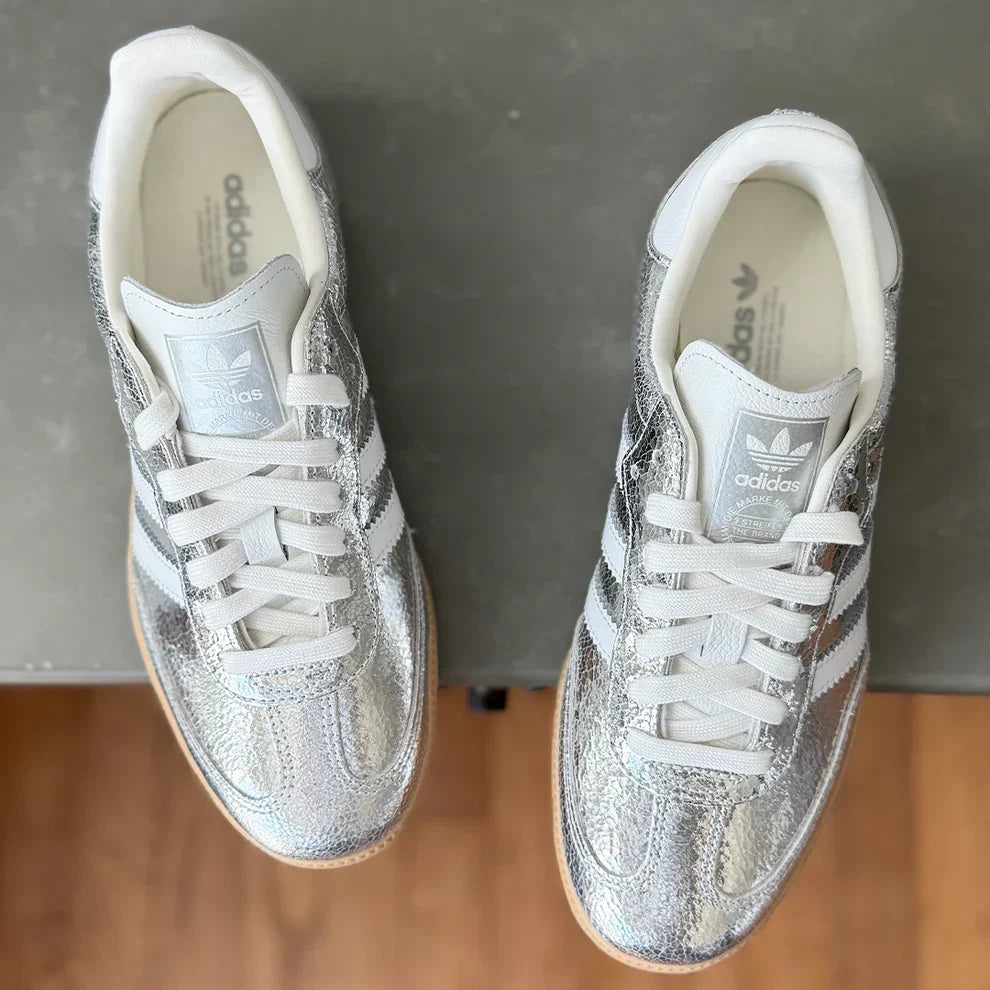 Sneakers Chrome Cuir Metallise Effet Craquele