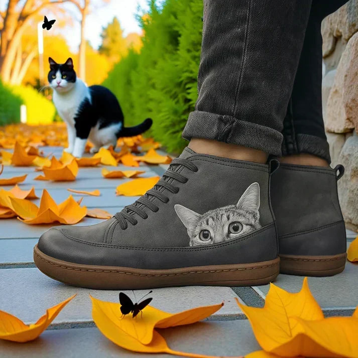 KittyKicks Women's Orthopedic Leather Ankle Boots