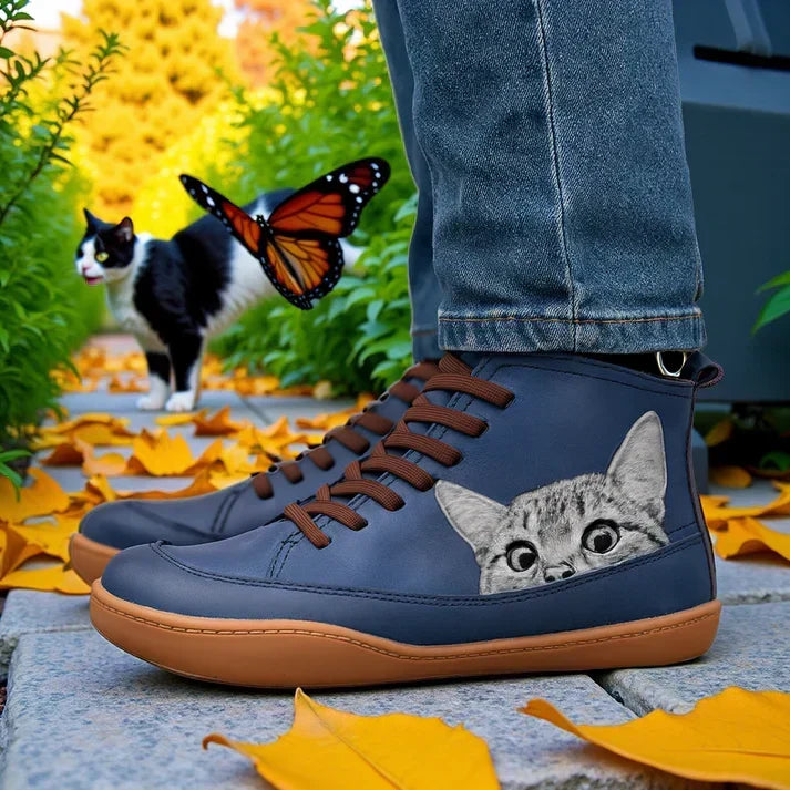 KittyKicks Women's Orthopedic Leather Ankle Boots